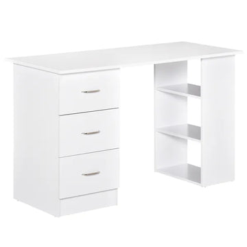 HOMCOM 47" Home Office Desk, Modern Desk with Storage with 3 Drawer and Storage Shelf, White - product image 1