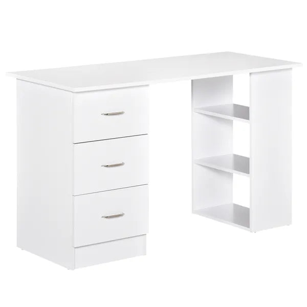 HOMCOM 47" Home Office Desk, Modern Desk with Storage with 3 Drawer and Storage Shelf, White - product image 1
