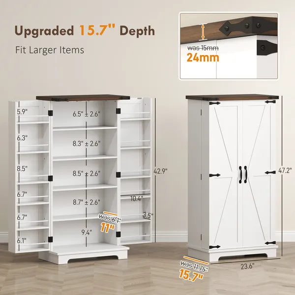 HOMCOM 47" Kitchen Cabinet with Sensing LED Light, Kitchen Pantry Cabinet with Doors, Adjustable Shelves, Door Shelves, White - product image 3