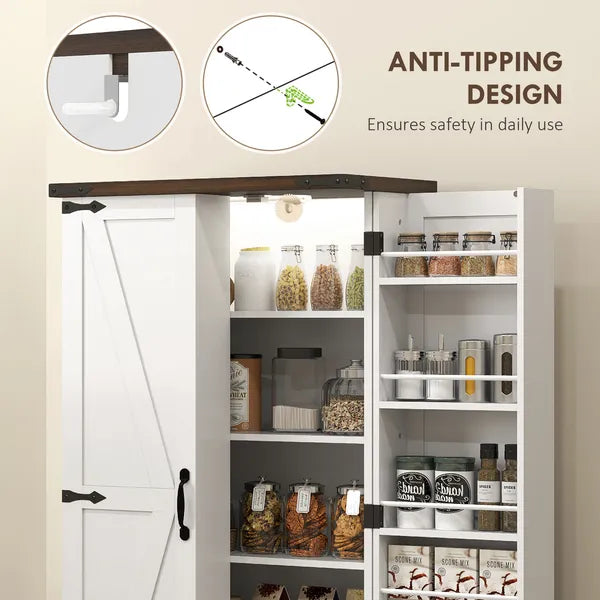 HOMCOM 47" Kitchen Cabinet with Sensing LED Light, Kitchen Pantry Cabinet with Doors, Adjustable Shelves, Door Shelves, White - product image 8