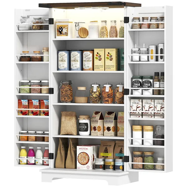 HOMCOM 47" Kitchen Cabinet with Sensing LED Light, Kitchen Pantry Cabinet with Doors, Adjustable Shelves, Door Shelves, White - product image 12