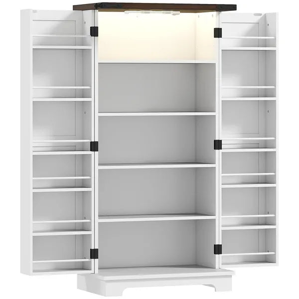 HOMCOM 47" Kitchen Cabinet with Sensing LED Light, Kitchen Pantry Cabinet with Doors, Adjustable Shelves, Door Shelves, White - product image 1