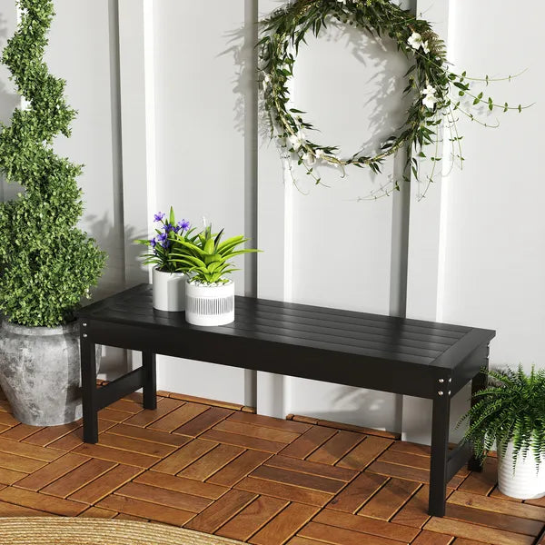 47" Outdoor Bench Seat, HDPE All-Weather Garden Bench, Backless Slatted Patio Bench for Yard, Porch, Park, Black - product image 10