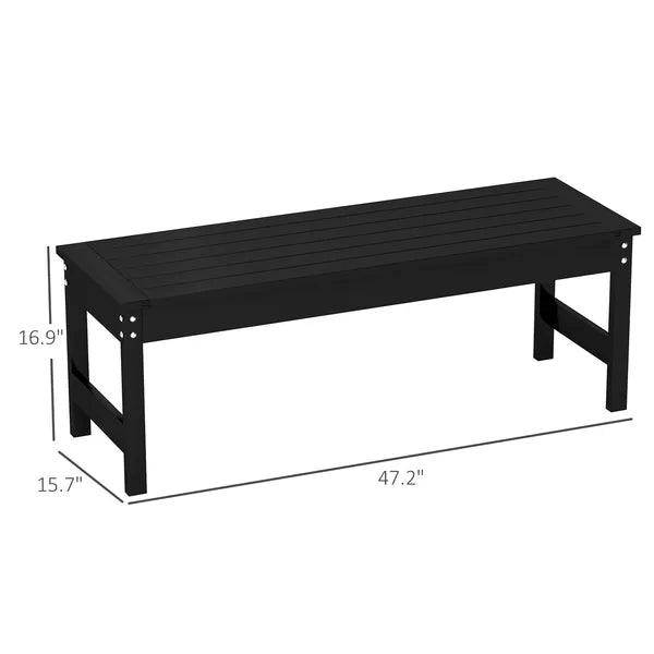 47" Outdoor Bench Seat, HDPE All-Weather Garden Bench, Backless Slatted Patio Bench for Yard, Porch, Park, Black - product image 3