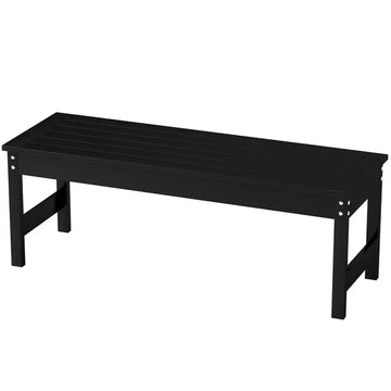 47" Outdoor Bench Seat, HDPE All-Weather Garden Bench, Backless Slatted Patio Bench for Yard, Porch, Park, Black - product image 1
