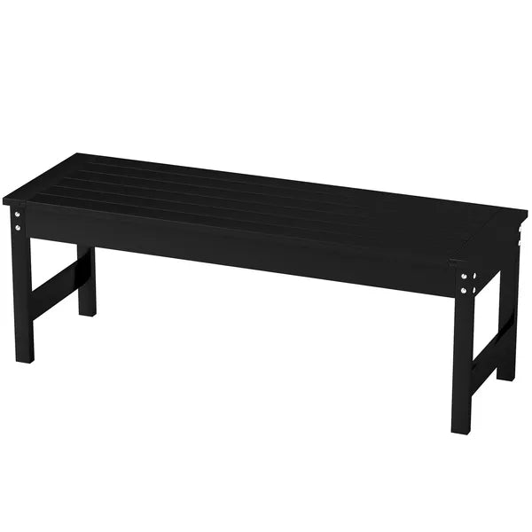 47" Outdoor Bench Seat, HDPE All-Weather Garden Bench, Backless Slatted Patio Bench for Yard, Porch, Park, Black - product image 1