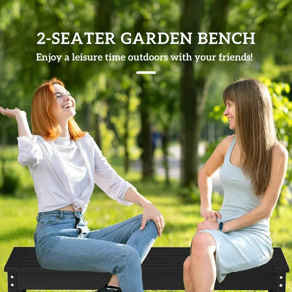 47" Outdoor Bench Seat, HDPE All-Weather Garden Bench, Backless Slatted Patio Bench for Yard, Porch, Park, Black - product image 4