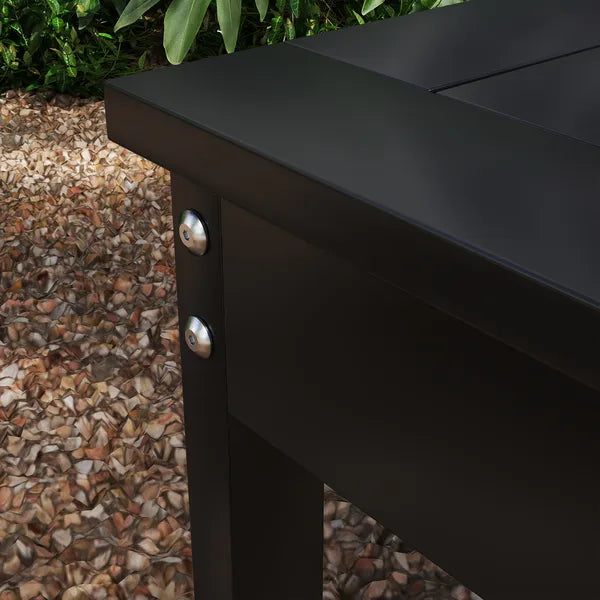 47" Outdoor Bench Seat, HDPE All-Weather Garden Bench, Backless Slatted Patio Bench for Yard, Porch, Park, Black - product image 9