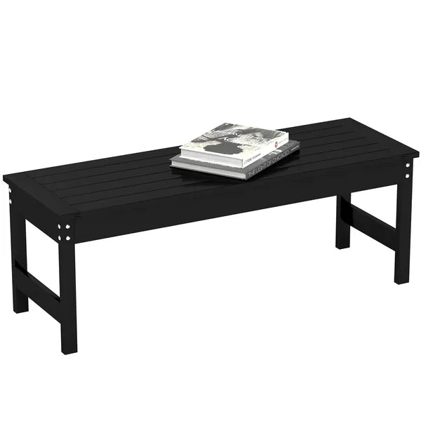 47" Outdoor Bench Seat, HDPE All-Weather Garden Bench, Backless Slatted Patio Bench for Yard, Porch, Park, Black - product image 11