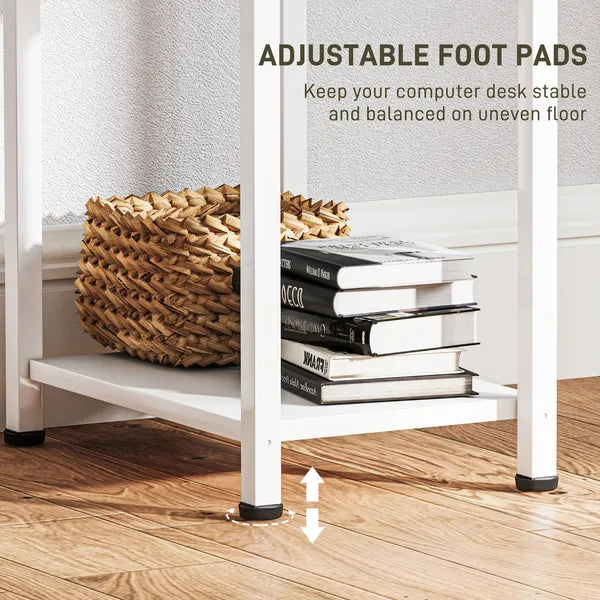 47" Small Computer Desk, Writing Desk with Fabric Drawers, Home Office Desk with Adjustable Shelves, White - product image 6