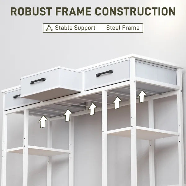 47" Small Computer Desk, Writing Desk with Fabric Drawers, Home Office Desk with Adjustable Shelves, White - product image 7