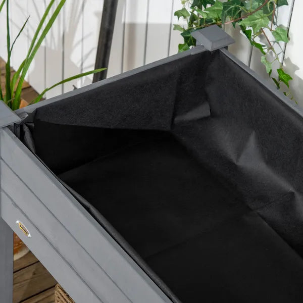 47" x 21" Raised Garden Bed Elevated Wooden Planter Box w/ Lockable Wheels, Storage Shelf for Backyard, Dark Gray - product image 8