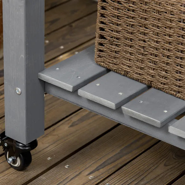 47" x 21" Raised Garden Bed Elevated Wooden Planter Box w/ Lockable Wheels, Storage Shelf for Backyard, Dark Gray - product image 9