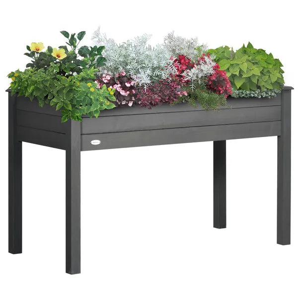 48" Raised Garden Bed Elevated Wooden Planter Box with Holes for Vegetables Herb Flowers Dark Gray - product image 1