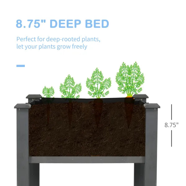 48" Raised Garden Bed Elevated Wooden Planter Box with Holes for Vegetables Herb Flowers Dark Gray - product image 6