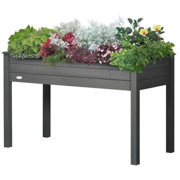 48" Raised Garden Bed Elevated Wooden Planter Box with Holes for Vegetables Herb Flowers Dark Gray - product image 11