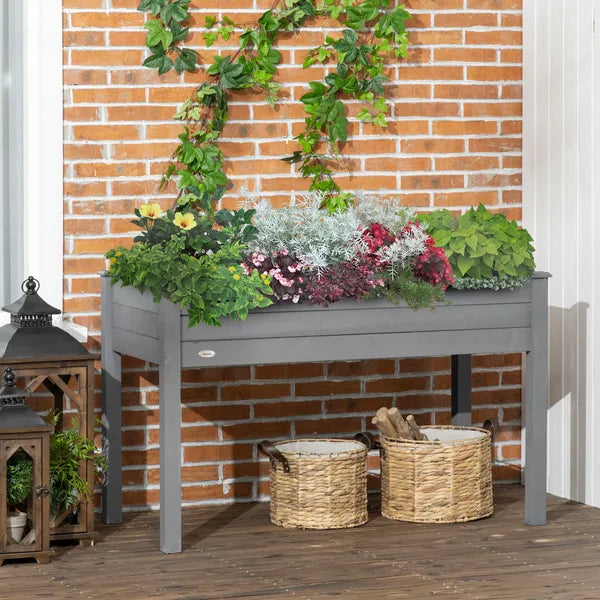 48" Raised Garden Bed Elevated Wooden Planter Box with Holes for Vegetables Herb Flowers Dark Gray - product image 10