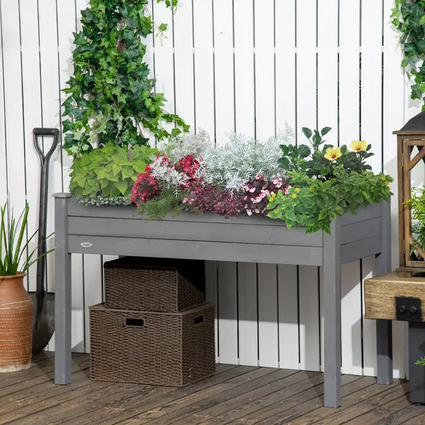 48" Raised Garden Bed Elevated Wooden Planter Box with Holes for Vegetables Herb Flowers Dark Gray - product image 2