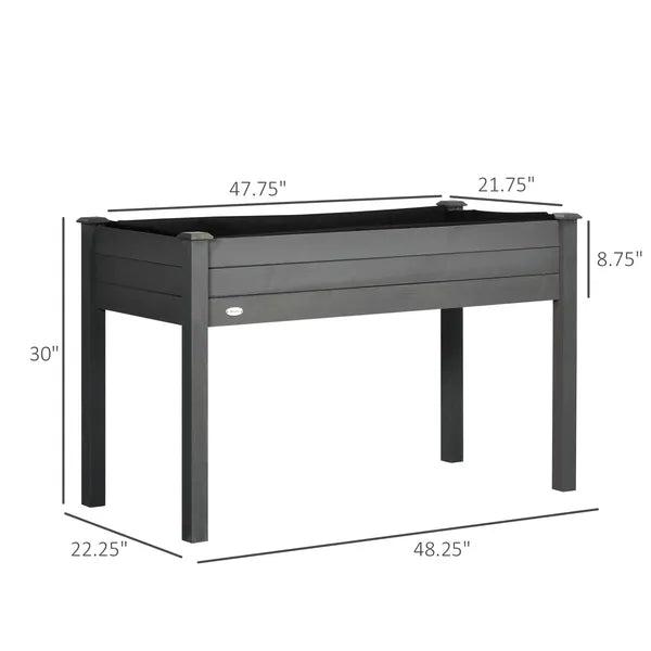 48" Raised Garden Bed Elevated Wooden Planter Box with Holes for Vegetables Herb Flowers Dark Gray - product image 3
