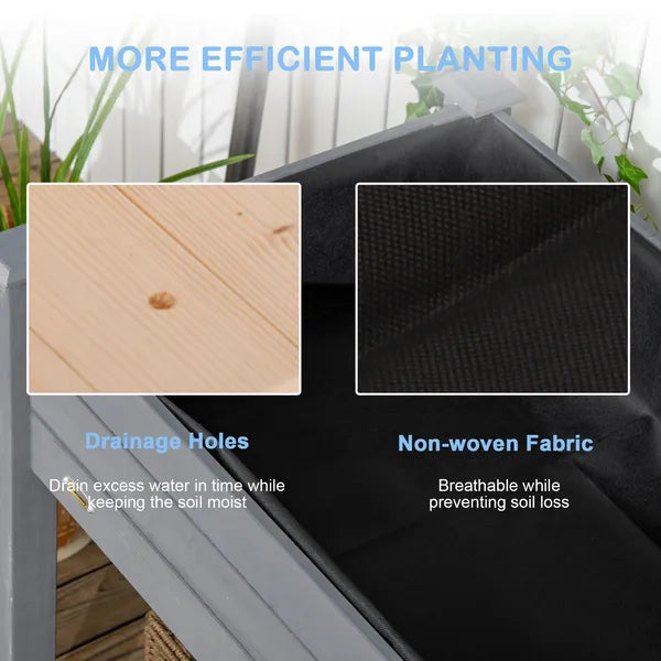 48" Raised Garden Bed Elevated Wooden Planter Box with Holes for Vegetables Herb Flowers Dark Gray - product image 7