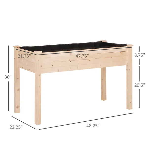 Outsunny 48 ft' Raised Garden Bed Wooden Elevated Planter Box DIY Paint with Holes for Vegetables Herb Flowers - product image 3