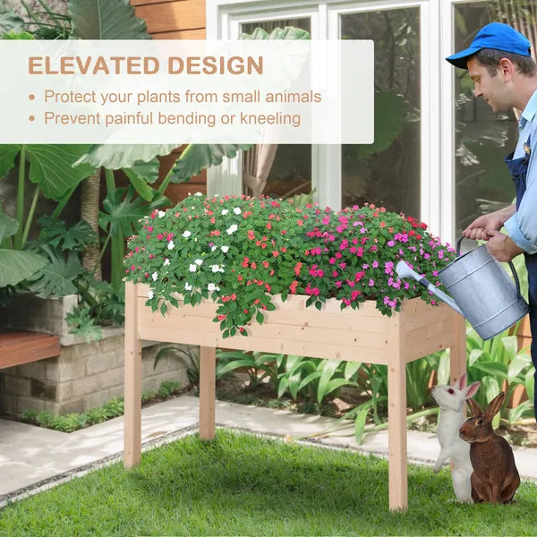 Outsunny 48 ft' Raised Garden Bed Wooden Elevated Planter Box DIY Paint with Holes for Vegetables Herb Flowers - product image 5