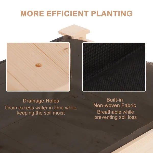 Outsunny 48 ft' Raised Garden Bed Wooden Elevated Planter Box DIY Paint with Holes for Vegetables Herb Flowers - product image 7