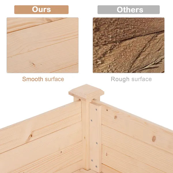 Outsunny 48 ft' Raised Garden Bed Wooden Elevated Planter Box DIY Paint with Holes for Vegetables Herb Flowers - product image 4