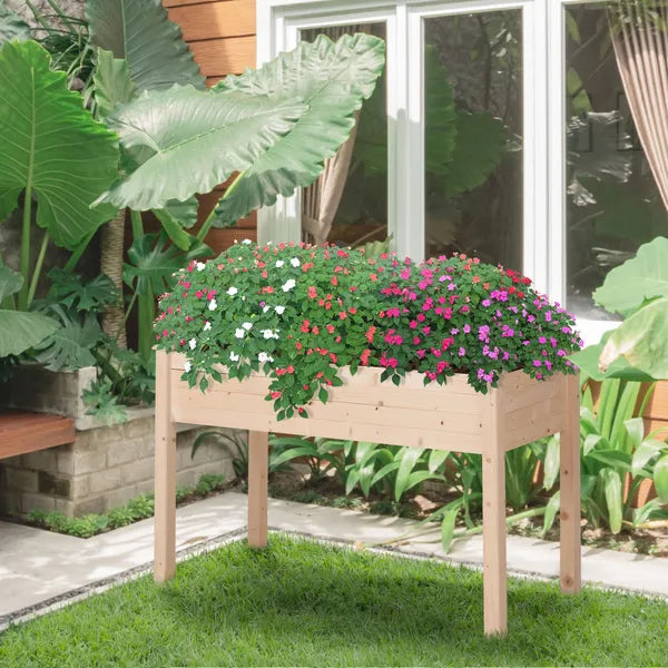 Outsunny 48 ft' Raised Garden Bed Wooden Elevated Planter Box DIY Paint with Holes for Vegetables Herb Flowers - product image 10