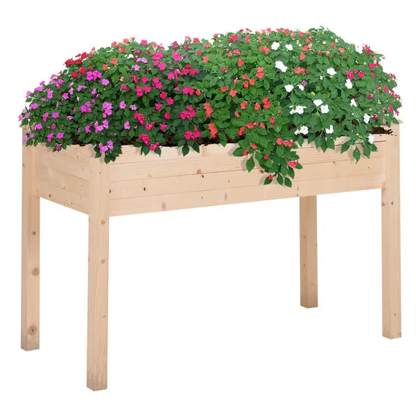 Outsunny 48 ft' Raised Garden Bed Wooden Elevated Planter Box DIY Paint with Holes for Vegetables Herb Flowers - product image 1
