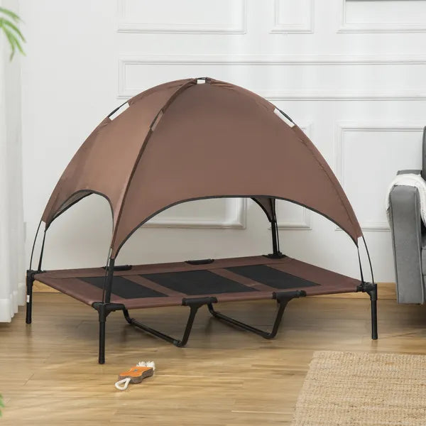 48" x 36" Elevated Portable Dog Cot Cooling Pet Bed with UV Protection Canopy Shade, Coffee - product image 10