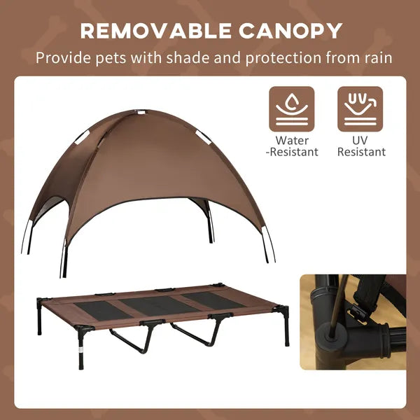 48" x 36" Elevated Portable Dog Cot Cooling Pet Bed with UV Protection Canopy Shade, Coffee - product image 6