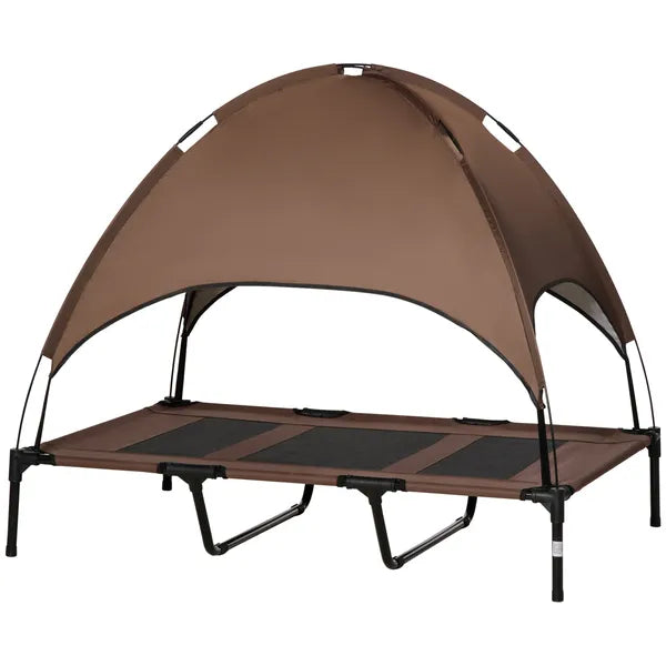 48" x 36" Elevated Portable Dog Cot Cooling Pet Bed with UV Protection Canopy Shade, Coffee - product image 1