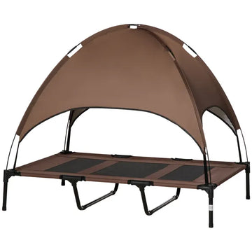 48" x 36" Elevated Portable Dog Cot Cooling Pet Bed with UV Protection Canopy Shade, Coffee - product image 1
