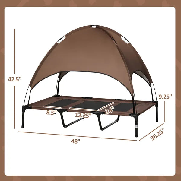 48" x 36" Elevated Portable Dog Cot Cooling Pet Bed with UV Protection Canopy Shade, Coffee - product image 3