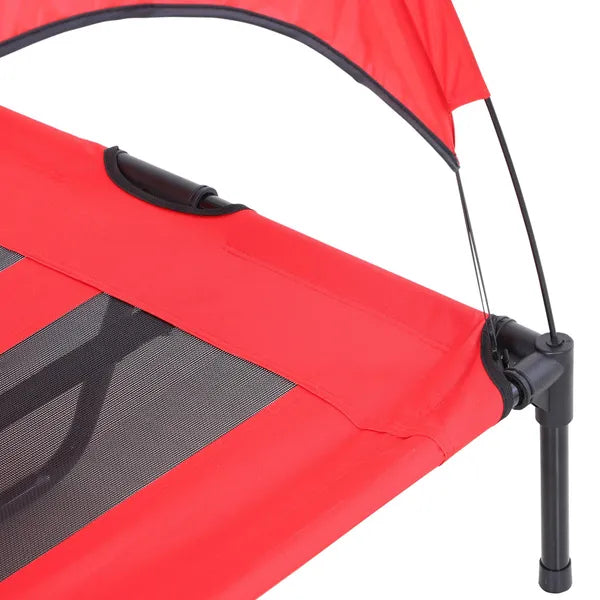 PawHut 48" x 36" Elevated Portable Dog Cot Cooling Pet Bed with UV Protection Canopy Shade, Red - product image 9