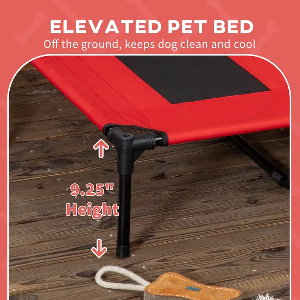 PawHut 48" x 36" Elevated Portable Dog Cot Cooling Pet Bed with UV Protection Canopy Shade, Red - product image 7
