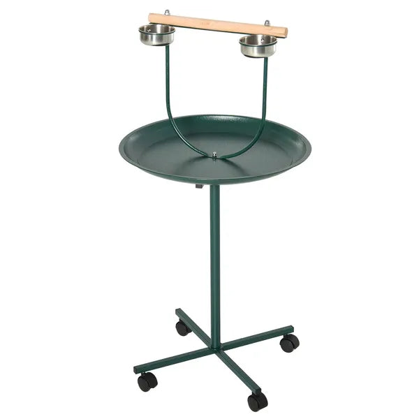 PawHut 48 Inch Bird Play Stand with Wheels Perch and Stainless Steel Bowls Green - product image 1