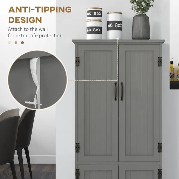 49" Floor Cabinet with Large Space, Farmhouse Pantry Storage with Adjustable Shelves, Cupboard for Home, Dining Room, Gray - product image 7