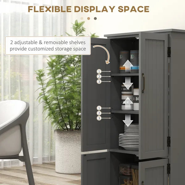 49" Floor Cabinet with Large Space, Farmhouse Pantry Storage with Adjustable Shelves, Cupboard for Home, Dining Room, Gray - product image 6
