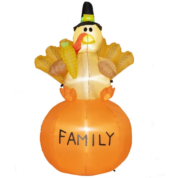 4.9 Ft Inflatable Thanksgiving Turkey, Blow Up LED Display for Garden Indoor Outdoor - product image 1