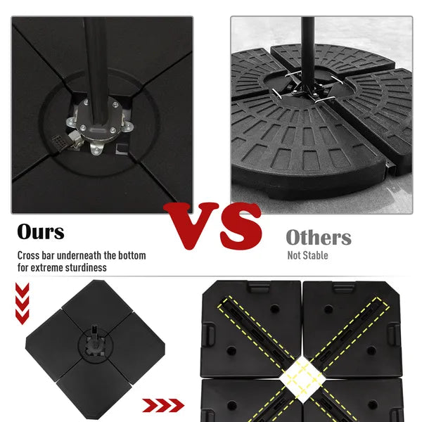 4pcs 264 lb. Cantilever Umbrella Base Stand Holder with Channel Grooves for Powerful Support, Black - product image 8