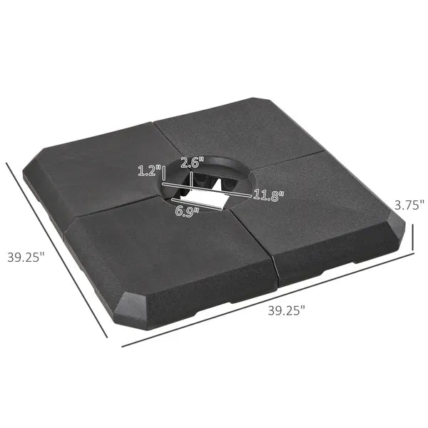 4pcs 264 lb. Cantilever Umbrella Base Stand Holder with Channel Grooves for Powerful Support, Black - product image 3
