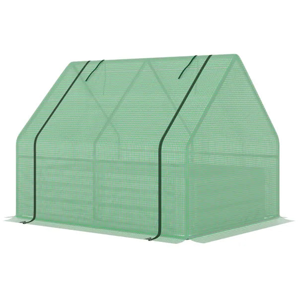 Outsunny 4'x3' Galvanized Raised Garden Bed with PE Greenhouse Cover, Metal Planter Box with Roll-Up Door for Flowers, Vegetables, Green - product image 12