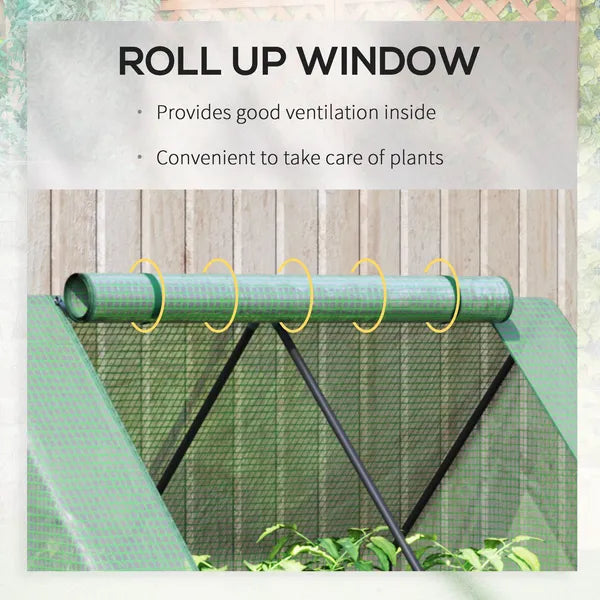 Outsunny 4'x3' Galvanized Raised Garden Bed with PE Greenhouse Cover, Metal Planter Box with Roll-Up Door for Flowers, Vegetables, Green - product image 8