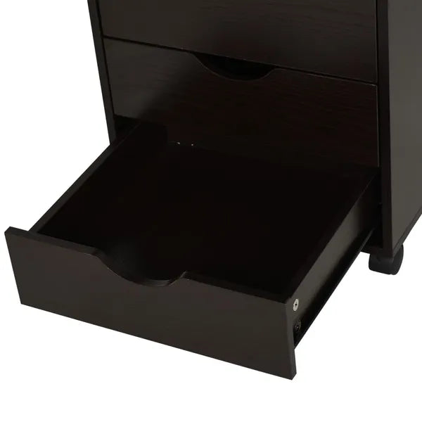 HOMCOM 5 Drawer File Cabinet Storage Organizer Filing Cabinet with Nordic Minimalist Modern Style and Wheels, Brown - product image 12