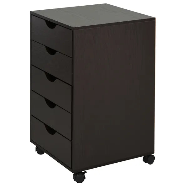 HOMCOM 5 Drawer File Cabinet Storage Organizer Filing Cabinet with Nordic Minimalist Modern Style and Wheels, Brown - product image 9