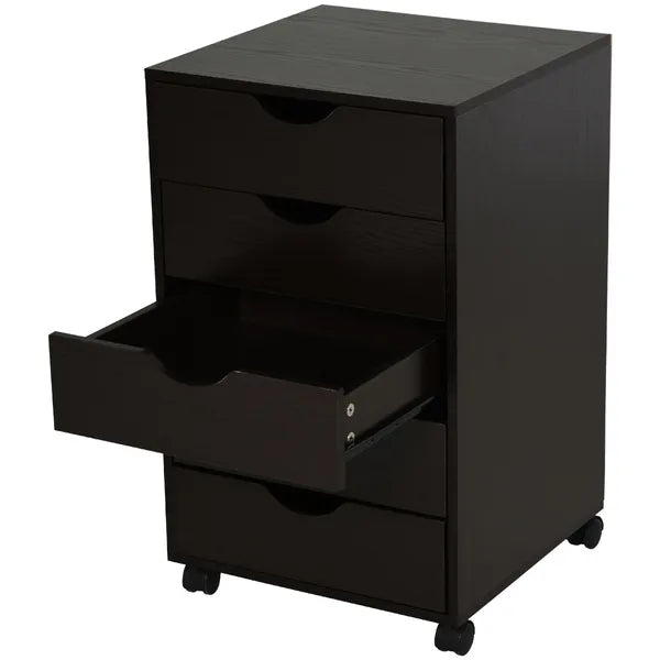 HOMCOM 5 Drawer File Cabinet Storage Organizer Filing Cabinet with Nordic Minimalist Modern Style and Wheels, Brown - product image 11
