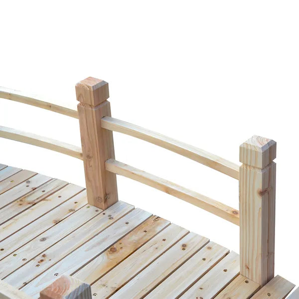 Outsunny 5 Ft Wooden Garden Bridge Arc Footbridge with Railings for your Backyard, Natural Wood - product image 8