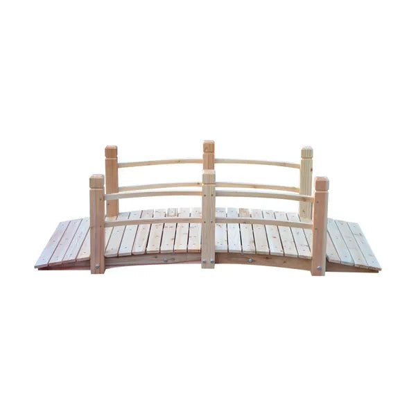 Outsunny 5 Ft Wooden Garden Bridge Arc Footbridge with Railings for your Backyard, Natural Wood - product image 7